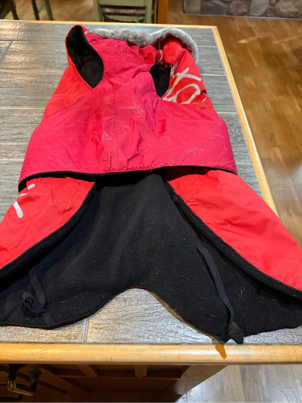 Large Dog coat for fall and winter… fleece inside with Faux Fur Hood